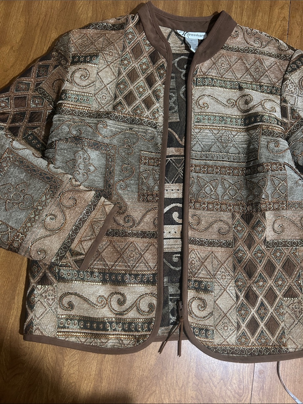 Dressbarn Classic Brown Patterned Women’s Jacket Size M